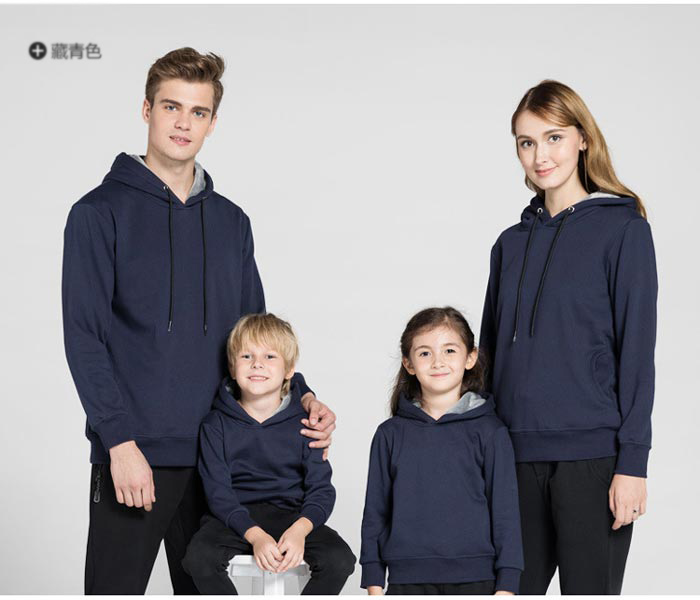 深圳工作服廠(chǎng)家加厚套頭衛(wèi)衣批發(fā)訂做款式之藏青色