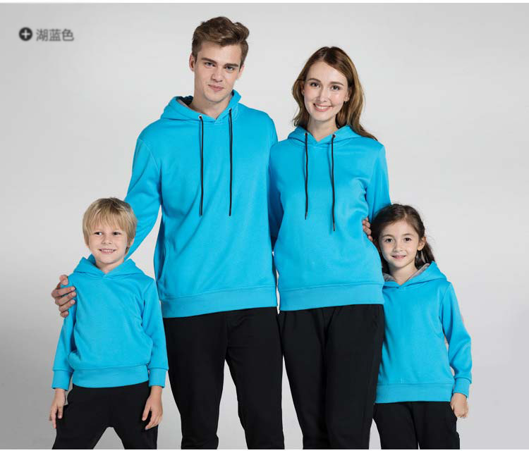 深圳工作服廠(chǎng)家加厚套頭衛(wèi)衣批發(fā)訂做款式之湖藍(lán)色